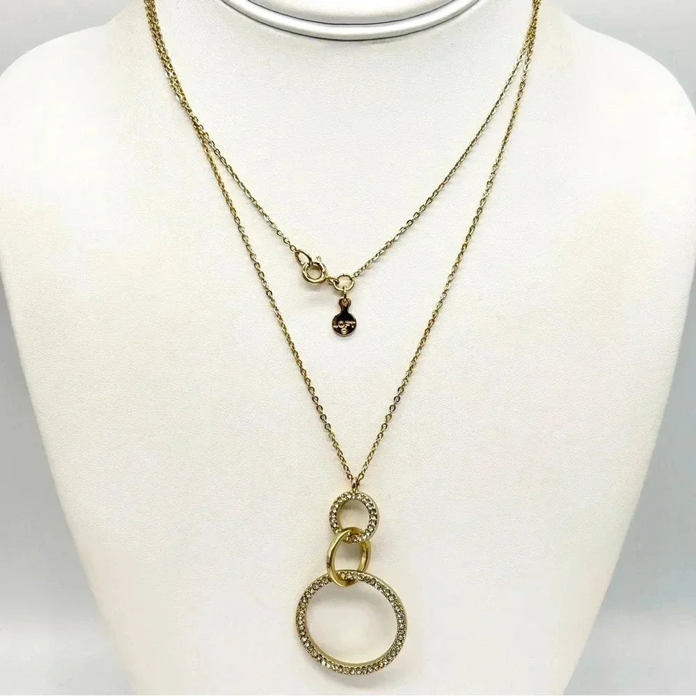 LOFT Gold Jeweled Rings Pendant Necklace